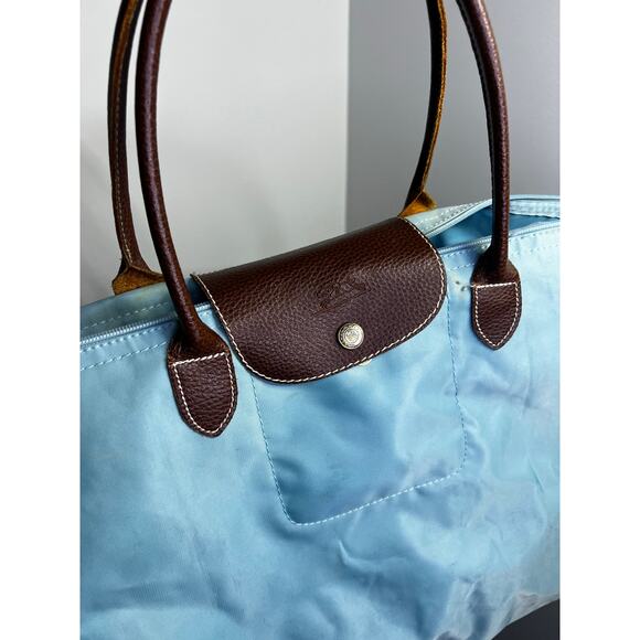 Longchamp Tote bag  Blue Nylon Leather Handle Shoulder Bag - Picture 3 of 9
